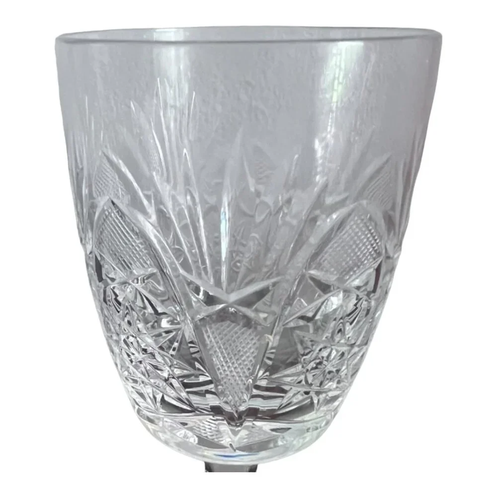 5 Crystal Cordial Goblets, Faceted Stem, 6.5 Inches Tall - Picture 7 of 10